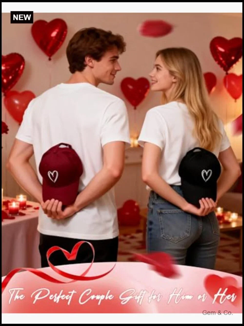 Women's Heart Embroidered Baseball Cap Adjustable Cotton Dad Hat Low Profile